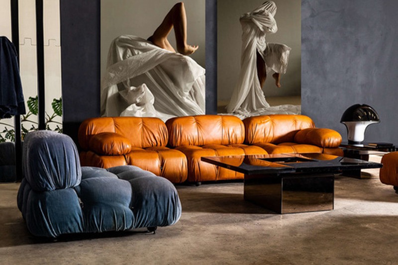 中古风真皮沙发 camaleonda sofa